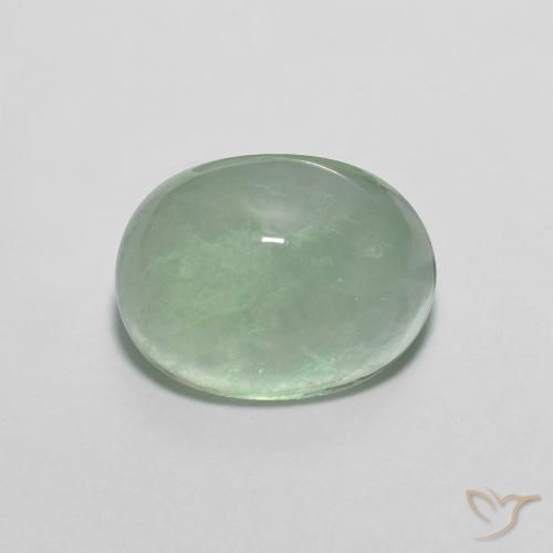 6.61ct 자연스러운 미디엄 그린 형석, 타원형, 투명한