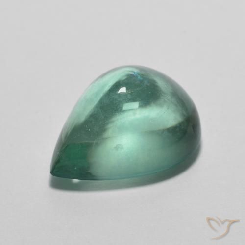 4.81ct 자연스러운 블루 그린 형석, 배 모양, 투명한