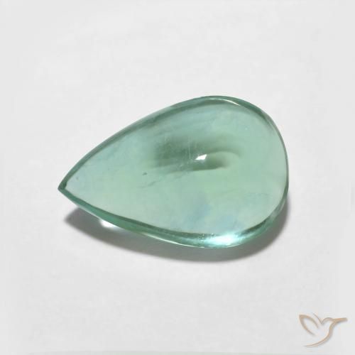 3.87ct 자연스러운 블루 그린 형석, 배 모양, 투명한