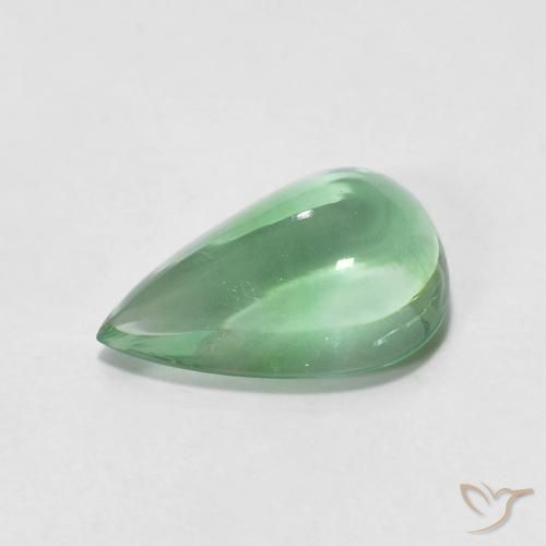 3.66ct 자연스러운 연한 초록색 형석, 배 모양, 투명한