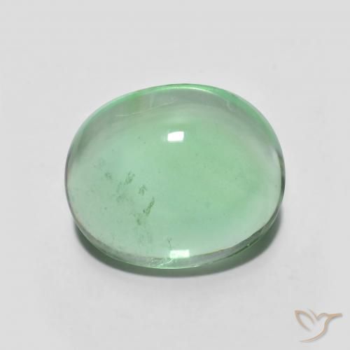 5.35ct 자연스러운 옅은 황록색 형석, 타원형, 투명한