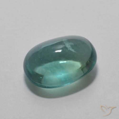 5.08ct 자연스러운 녹색-파란색 형석, 타원형, 투명한