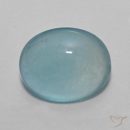 4.43ct 자연스러운 미디엄 블루 그린 형석, 타원형, 투명한