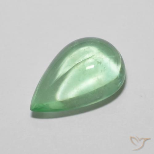 5.58ct 자연스러운 연한 초록색 형석, 배 모양, 투명한