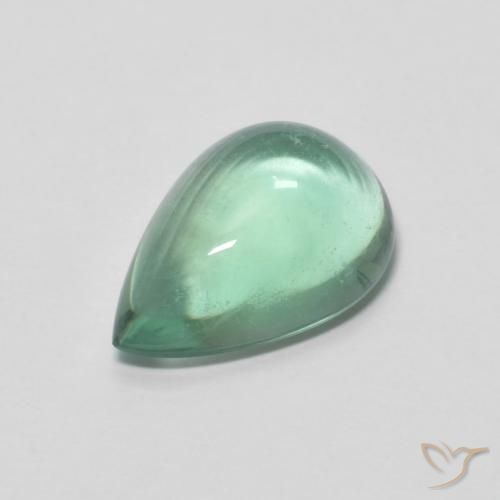 4.38ct 자연스러운 청록색 형석, 배 모양, 투명한