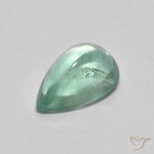 2.31ct 자연스러운 청록색 형석, 배 모양, 투명한