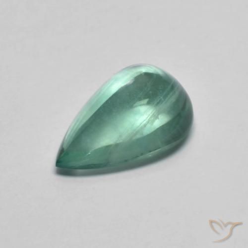 3.03ct 자연스러운 하늘색 녹색 형석, 배 모양, 투명한