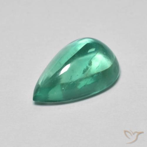 4.30ct 자연스러운 청록색 형석, 배 모양, 투명한
