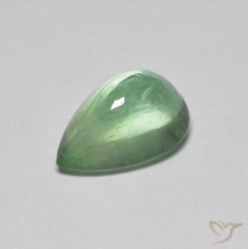 2.75ct 자연스러운 따뜻한 녹색 형석, 배 모양, 투명한