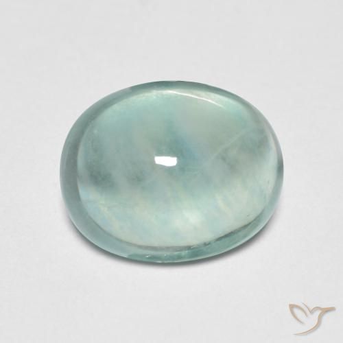 3.34ct 자연스러운 매우 밝은 청록색 형석, 타원형, 투명한