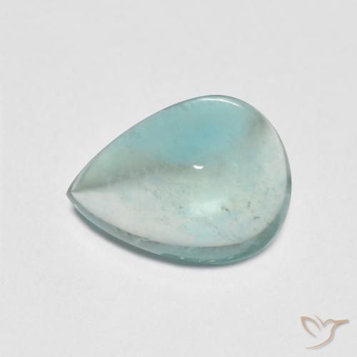 2.16ct 자연스러운 옅은 청록색 형석, 배 모양, 투명한