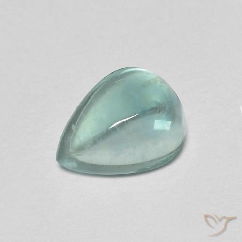 1.97ct 자연스러운 하늘색 녹색 형석, 배 모양, 투명한