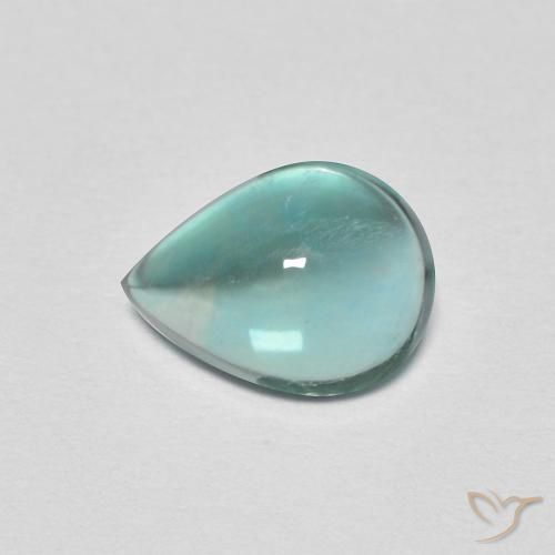 2.05ct 자연스러운 하늘색 녹색 형석, 배 모양, 투명한