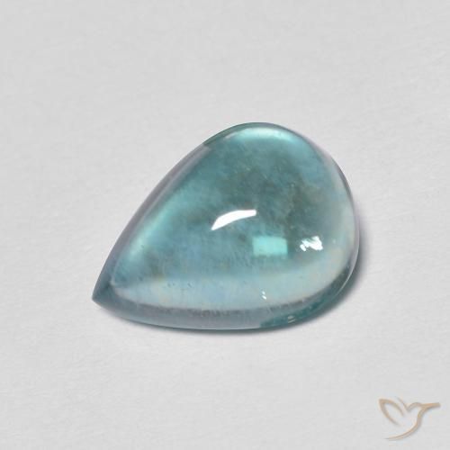 2.48ct 자연스러운 하늘색 녹색 형석, 배 모양, 투명한
