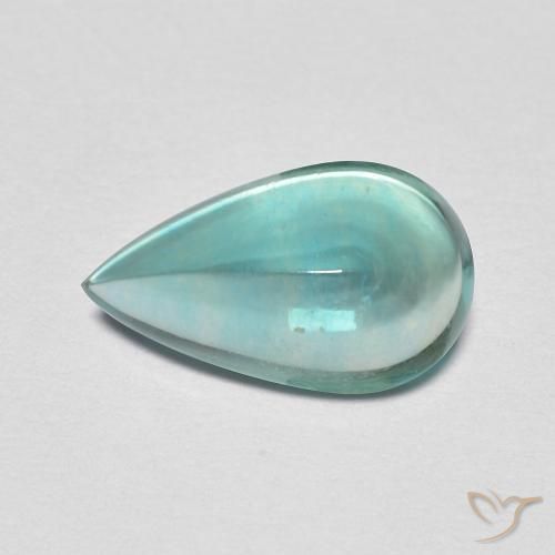 2.38ct 자연스러운 하늘색 녹색 형석, 배 모양, 투명한