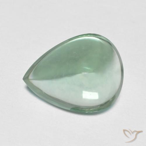 3.38ct 자연스러운 청록색 형석, 배 모양, 투명한