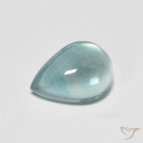 2.07ct 자연스러운 일렉트릭 블루 톤 형석, 배 모양, 투명한