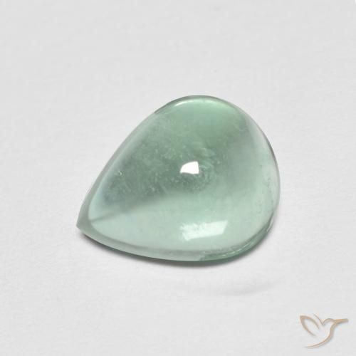 2.77ct 자연스러운 하늘색 녹색 형석, 배 모양, 투명한