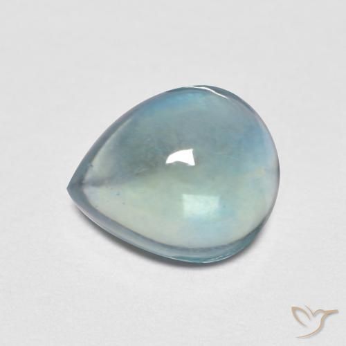 2.17ct 자연스러운 라이트 청록색 형석, 배 모양, 투명한