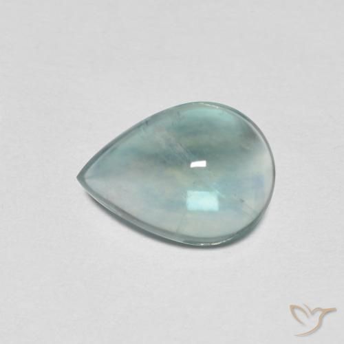 2.28ct 자연스러운 매우 밝은 청록색 형석, 배 모양, 투명한
