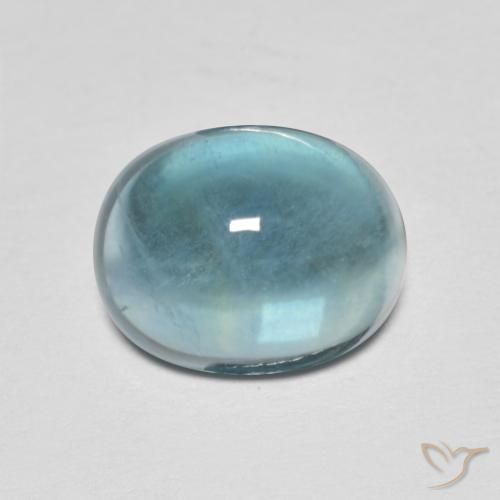 5.05ct 자연스러운 블루 그린 형석, 타원형, 투명한