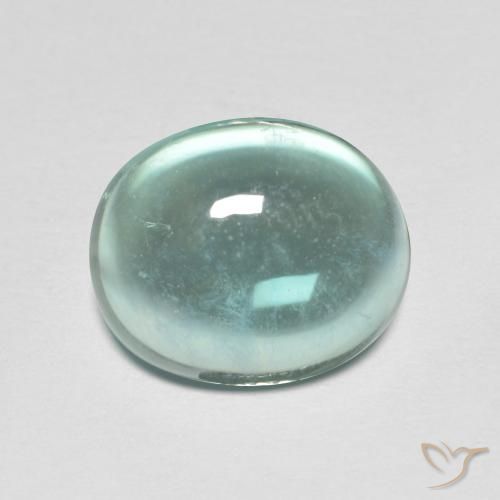 6.35ct 자연스러운 연한 초록색 형석, 타원형, 투명한