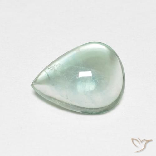 2.06ct 자연스러운 하늘색 녹색 형석, 배 모양, 투명한