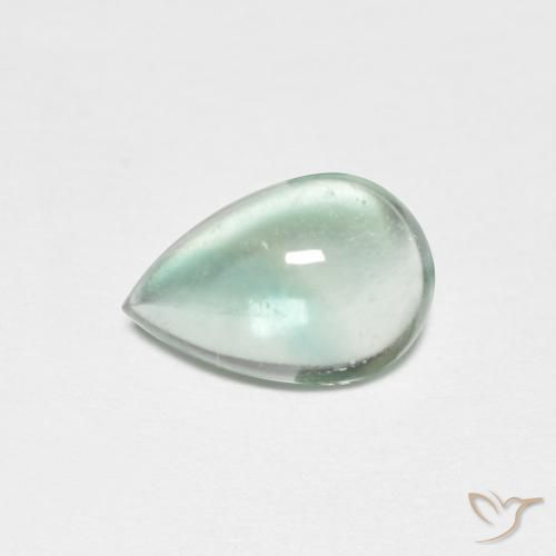 1.85ct 자연스러운 하늘색 녹색 형석, 배 모양, 투명한