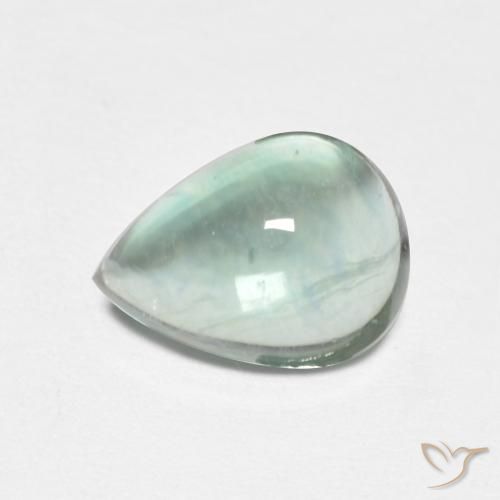 2.69ct 자연스러운 청록색 형석, 배 모양, 투명한
