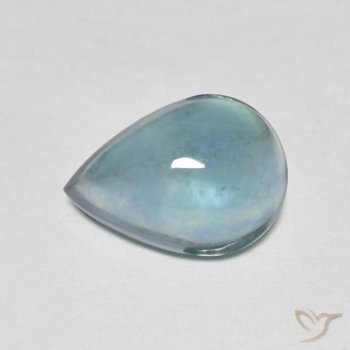 2.87ct 자연스러운 라이트 청록색 형석, 배 모양, 투명한