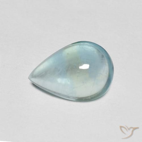 2.10ct 자연스러운 하늘색 녹색 형석, 배 모양, 투명한