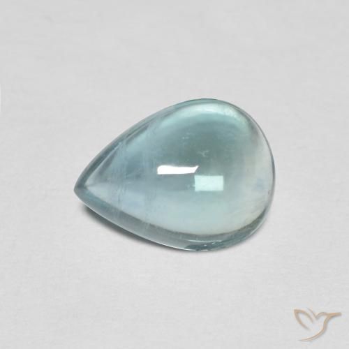 1.95ct 자연스러운 연한 청록색 형석, 배 모양, 투명한