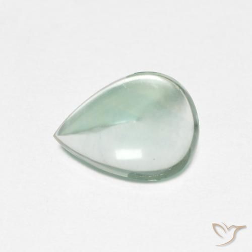 2.27ct 자연스러운 청록색 형석, 배 모양, 투명한