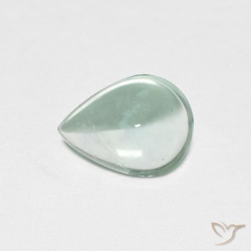 1.73ct 자연스러운 하늘색 녹색 형석, 배 모양, 투명한