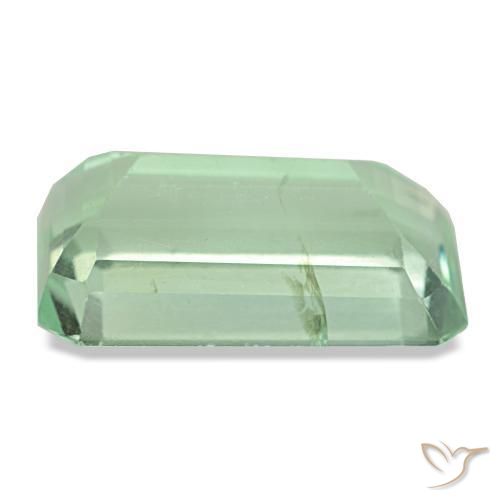 11.28캐럿 천연 따뜻한 녹색 플루오라이트, 에메랄드 컷, 17.5×9.8 mm, VS-SI