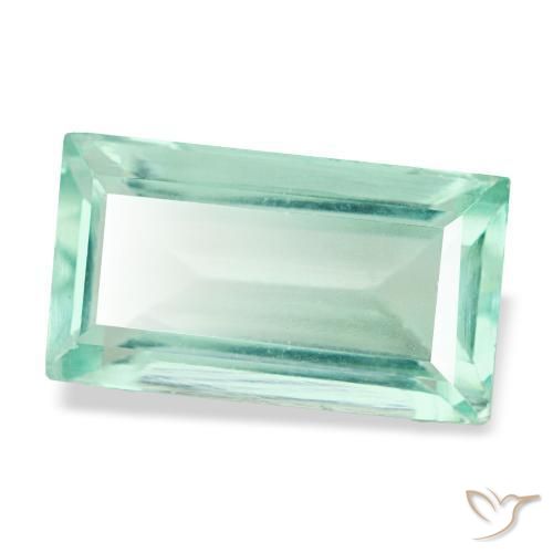 6.18캐럿 천연 푸르스름한 그린 플루오라이트, 바게트, 13.4×7.4 mm, VVS-VS