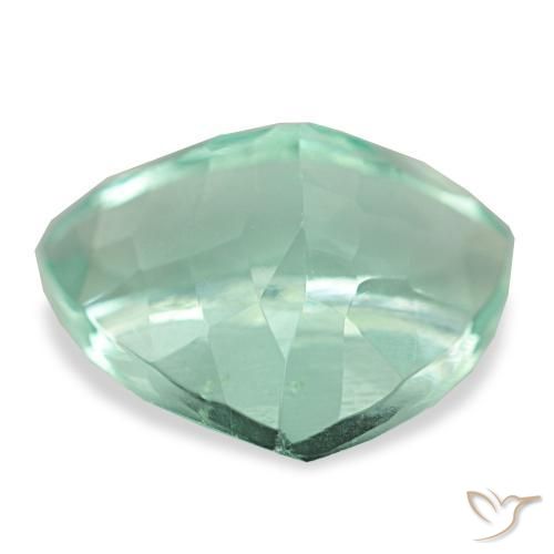 6.54캐럿 천연 푸르스름한 그린 플루오라이트, 트릴리언, 12.5×12 mm, VVS-VS