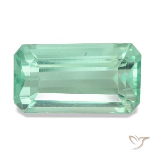10.06캐럿 천연 라이트 쿨 그린 플루오라이트, 에메랄드 컷, 15.5×8.6 mm, VVS-VS