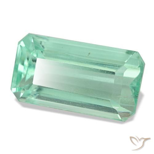 10.06캐럿 천연 라이트 쿨 그린 플루오라이트, 에메랄드 컷, 15.5×8.6 mm, VVS-VS