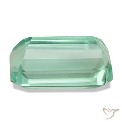 10.06캐럿 천연 라이트 쿨 그린 플루오라이트, 에메랄드 컷, 15.5×8.6 mm, VVS-VS