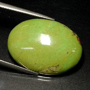 18.18캐럿 천연 애플 그린 가스페이트, 타원형 컷, 24.8×18 mm, 불투명체