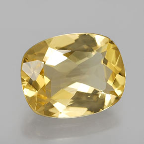 2.12캐럿 천연 옐로우 골든 베릴, 쿠션 컷, 10.3×8.2 mm, VVS-VS