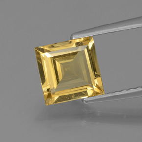 1.33캐럿 천연 골든 옐로우 골든 베릴, 스퀘어, 6.9×6.8 mm, VVS-VS