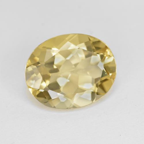 4.30캐럿 천연 라이트 골드 골든 베릴, 타원형 컷, 12.3×9.9 mm, VVS