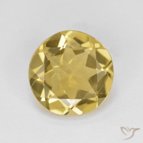 3.10캐럿 천연 따뜻한 노란색 골든 베릴, 라운드 컷, 10.18 mm, VVS-VS