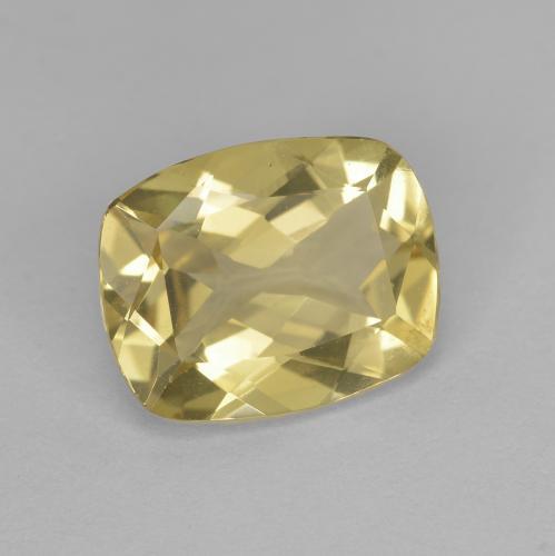 2.32캐럿 천연 라이트 옐로우 골든 베릴, 쿠션 컷, 9.9×7.8 mm, VVS
