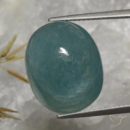 19.52ct 자연스러운 딥 블루 그린 그란디디에라이트, 타원형, 투명한