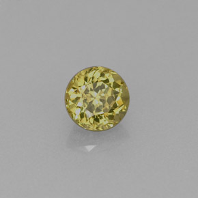 0.65캐럿 천연 녹빛 골든 그로슐라 가넷, 라운드 컷, 4.91 mm, VVS-VS
