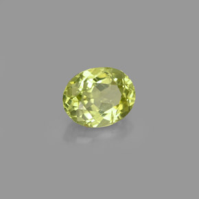 0.91캐럿 천연 골든 그린 그로슐라 가넷, 타원형 컷, 6.5×5.2 mm, VVS