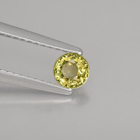 0.37캐럿 천연 골든 그린 그로슐라 가넷, 라운드 컷, 4.26 mm, VVS-VS